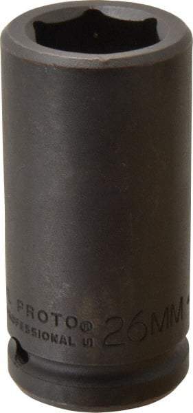 Proto - 3/4" Drive 26mm Deep Impact Socket - 6 Points, 3-1/4" OAL - Exact Tool & Supply