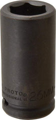 Proto - 3/4" Drive 26mm Deep Impact Socket - 6 Points, 3-1/4" OAL - Exact Tool & Supply