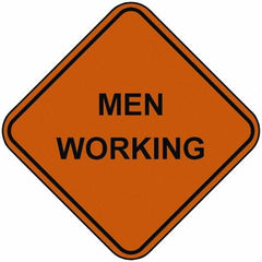 PRO-SAFE - "Men Working", 48" Wide x 48" High, Nylon Construction Roadway Signs - Orange, Square, Sign Stand Mount - Exact Tool & Supply