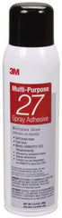 3M - 20 oz Aerosol Clear Spray Adhesive - High Tack, 140°F Heat Resistance, 78 Sq Ft Coverage, Low Strength Bond, 10 min Max Bonding Time, Flammable, Series 27 - Exact Tool & Supply