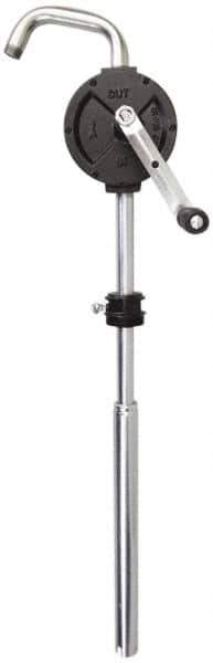 PRO-LUBE - Oil Lubrication 10 Gal/min Flow Cast Iron Rotary Hand Pump - For 15 to 55 Gal Container, Use with Diesel Fuel, Kerosene & Petroleum-Based Fluids, Do Not Use with Water-Based Media - Exact Tool & Supply