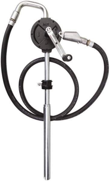 PRO-LUBE - Oil Lubrication 10 Gal/min Flow Cast Iron Rotary Hand Pump - For 15 to 55 Gal Container, Use with Diesel Fuel, Kerosene & Petroleum-Based Fluids, Do Not Use with Water-Based Media - Exact Tool & Supply