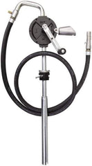 PRO-LUBE - Oil Lubrication 10 Gal/min Flow Cast Iron Rotary Hand Pump - For 15 to 55 Gal Container, Use with Alcohols, Gasoline, Naphtha & Solvents, Do Not Use with Water-Based Media - Exact Tool & Supply
