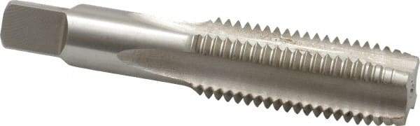 Hertel - 1-8 UNC 4 Flute Bright Finish High Speed Steel Straight Flute Standard Hand Tap - Plug, Right Hand Thread, 5-1/8" OAL, 2-1/2" Thread Length, H11 Limit, 0.005" Oversize - Exact Tool & Supply