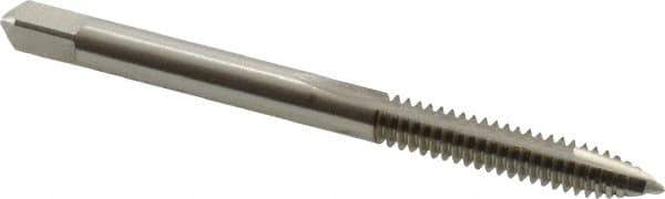 Hertel - #10-24 UNC, 2 Flute, Bright Finish, High Speed Steel Spiral Point Tap - Plug Chamfer, Right Hand Thread, 2-3/8" OAL, 7/8" Thread Length, 0.194" Shank Diam - Exact Tool & Supply