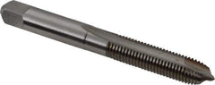 Hertel - 5/16-24 UNF, 2 Flute, Bright Finish, High Speed Steel Spiral Point Tap - Plug Chamfer, Right Hand Thread, 2-23/32" OAL, 1-1/8" Thread Length, 0.318" Shank Diam - Exact Tool & Supply