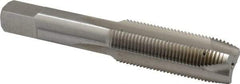 Hertel - 3/4-16 UNF, 3 Flute, Bright Finish, High Speed Steel Spiral Point Tap - Plug Chamfer, Right Hand Thread, 4-1/4" OAL, 2" Thread Length, 0.59" Shank Diam - Exact Tool & Supply