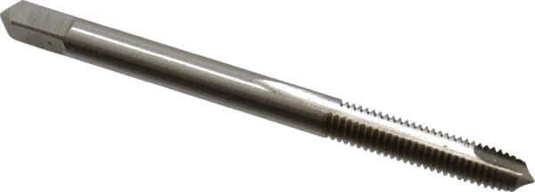 Hertel - #8-36 UNF, 2 Flute, Bright Finish, High Speed Steel Spiral Point Tap - Plug Chamfer, Right Hand Thread, 2-1/8" OAL, 3/4" Thread Length - Exact Tool & Supply