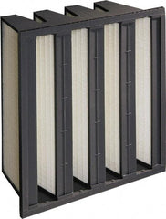 Made in USA - 12" Noml Height x 24" Noml Width x 12" Noml Depth, 65% Capture Efficiency, V-Bank Mini-Pleat Air Filter - MERV 11, Microfiberglass, Integrated Plastic Frame, 500 Max FPM, 1,000 CFM, For Any Unit - Exact Tool & Supply