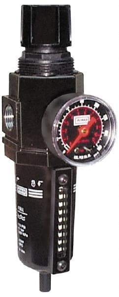 ARO/Ingersoll-Rand - 1/4" NPT Port Compact 1 Piece Filter/Regulator FRL Unit - Metal Bowl, 72 SCFM, 250 Max psi, 916" High, Automatic Drain - Exact Tool & Supply