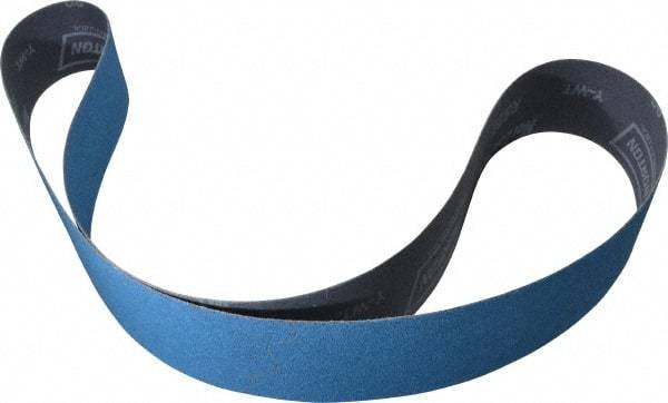 Norton - 2" Wide x 48" OAL, 80 Grit, Zirconia Alumina Abrasive Belt - Zirconia Alumina, Medium, Coated, Y Weighted Cloth Backing, Dry, Series R821 - Exact Tool & Supply