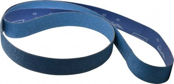 Norton - 2" Wide x 132" OAL, 40 Grit, Zirconia Alumina Abrasive Belt - Zirconia Alumina, Coarse, Coated, Y Weighted Cloth Backing, Series R824 - Exact Tool & Supply