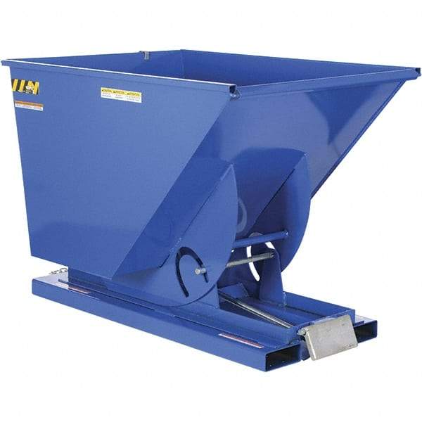 Vestil - 6,000 Lb Load Capacity, 1 1/2 Cu Yd, Steel Self-Dumping Hopper - 43-1/4" Wide x 69" Long x 52" High, Powder Coat Blue - Exact Tool & Supply