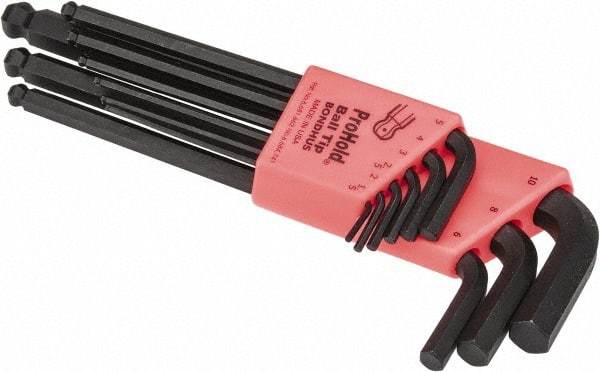 Bondhus - 9 Piece L-Key Ball End Hex Key Set - Hex Range 1.5 to 10mm - Exact Tool & Supply