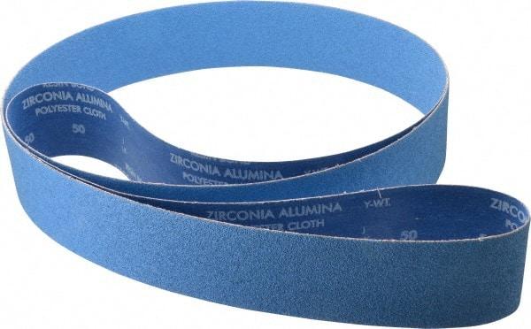 Norton - 3" Wide x 132" OAL, 50 Grit, Zirconia Alumina Abrasive Belt - Zirconia Alumina, Coarse, Coated, Y Weighted Cloth Backing, Series R824 - Exact Tool & Supply