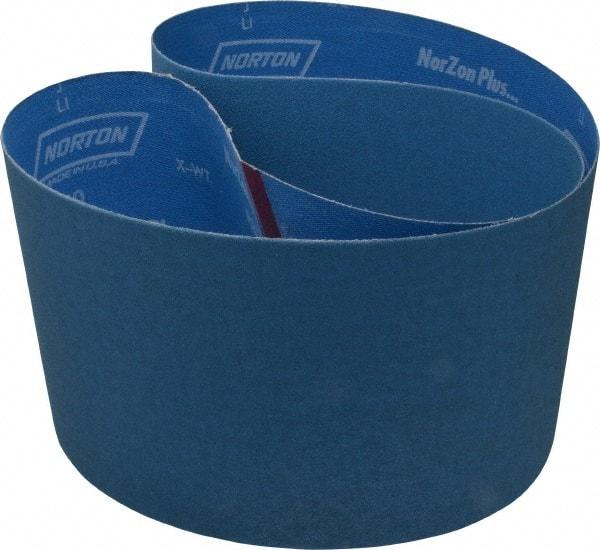 Norton - 6" Wide x 48" OAL, 120 Grit, Zirconia Alumina Abrasive Belt - Zirconia Alumina, Fine, Coated, X Weighted Cloth Backing, Series R823 - Exact Tool & Supply
