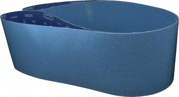 Norton - 8" Wide x 107" OAL, 80 Grit, Zirconia Alumina Abrasive Belt - Zirconia Alumina, Medium, Coated, Y Weighted Cloth Backing - Exact Tool & Supply