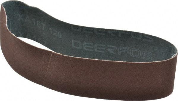 Made in USA - 2" Wide x 18-15/16" OAL, 120 Grit, Aluminum Oxide Abrasive Belt - Aluminum Oxide, Fine, Coated - Exact Tool & Supply