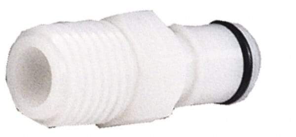 CPC Colder Products - 3/8" Outside Diam, 3/8 NPT, Acetal Push-to-Connect Tube Male Connector - 120 Max psi, White - Exact Tool & Supply