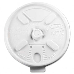 DART - Lift N' Lock Plastic Hot Cup Lids, Fits 10 oz Cups, White, 1000/Carton - Exact Tool & Supply