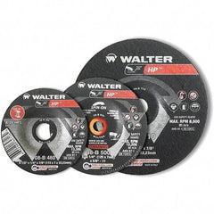 WALTER Surface Technologies - 30 Grit, 9" Wheel Diam, 1/8" Wheel Thickness, Type 27 Depressed Center Wheel - Aluminum Oxide, Resinoid Bond, 6,600 Max RPM - Exact Tool & Supply