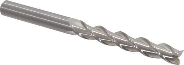 Kennametal - 1/2", 3-1/8" LOC, 1/2" Shank Diam, 6" OAL, 3 Flute, Solid Carbide Square End Mill - Single End, Uncoated, Spiral Flute, 35° Helix, Centercutting, Right Hand Cut, Right Hand Flute, Series AADE - Exact Tool & Supply