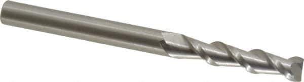 Kennametal - 1/4", 1-1/8" LOC, 1/4" Shank Diam, 3" OAL, 2 Flute, Solid Carbide Square End Mill - Single End, Uncoated, Spiral Flute, 45° Helix, Centercutting, Right Hand Cut, Right Hand Flute, Series AADF - Exact Tool & Supply