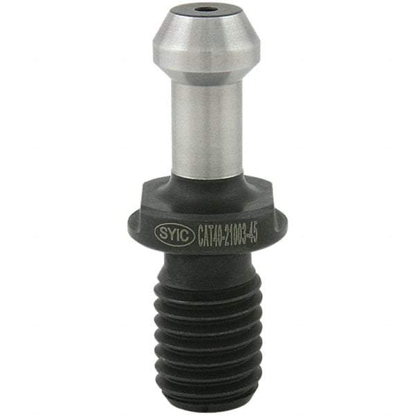 Techniks - CAT40 Taper, 5/8-11 Thread, 45° Angle Radius, Standard Retention Knob - 2-1/4" OAL, 0.59" Knob Diam - Exact Tool & Supply