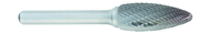 SH-6 -- 5/8 x 1-7/16 LOC x 1/4 Shank x 2 OAL Flame Shape Carbide Medium Tough Cut Burr - Exact Tool & Supply