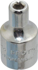 Proto - 1/8", 1/4" Drive, Standard Hand Socket - 6 Points, 7/8" OAL, Chrome Finish - Exact Tool & Supply