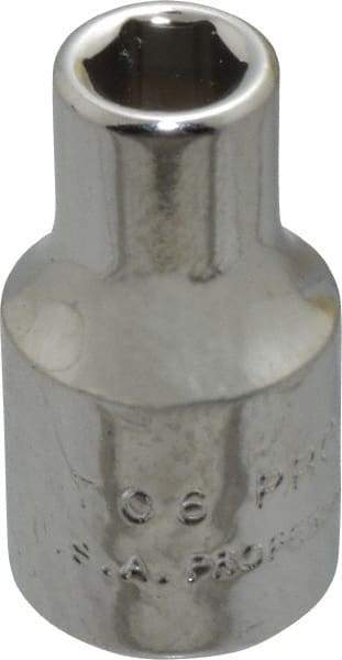 Proto - 3/16", 1/4" Drive, Standard Hand Socket - 6 Points, 7/8" OAL, Chrome Finish - Exact Tool & Supply