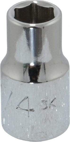 Proto - 1/4", 1/4" Drive, Standard Hand Socket - 6 Points, 7/8" OAL, Chrome Finish - Exact Tool & Supply