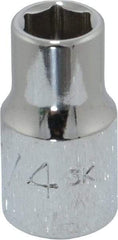 Proto - 1/4", 1/4" Drive, Standard Hand Socket - 6 Points, 7/8" OAL, Chrome Finish - Exact Tool & Supply