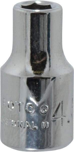 Proto - 1/4" Drive, Standard Hand Socket - 6 Points, 7/8" OAL, Chrome Finish - Exact Tool & Supply