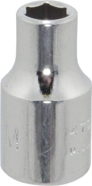 Proto - 1/4" Drive, Standard Hand Socket - 6 Points, 7/8" OAL, Chrome Finish - Exact Tool & Supply