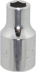 Proto - 1/4" Drive, Standard Hand Socket - 6 Points, 7/8" OAL, Chrome Finish - Exact Tool & Supply