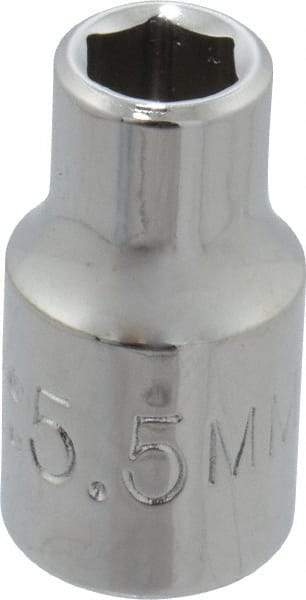 Proto - 1/4" Drive, Standard Hand Socket - 6 Points, 7/8" OAL, Chrome Finish - Exact Tool & Supply