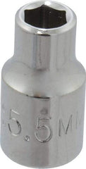 Proto - 1/4" Drive, Standard Hand Socket - 6 Points, 7/8" OAL, Chrome Finish - Exact Tool & Supply