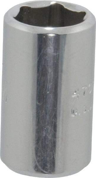 Proto - 1/4" Drive, Standard Hand Socket - 6 Points, 7/8" OAL, Chrome Finish - Exact Tool & Supply