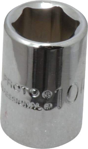 Proto - 1/4" Drive, Standard Hand Socket - 6 Points, 7/8" OAL, Chrome Vanadium, Chrome Finish - Exact Tool & Supply