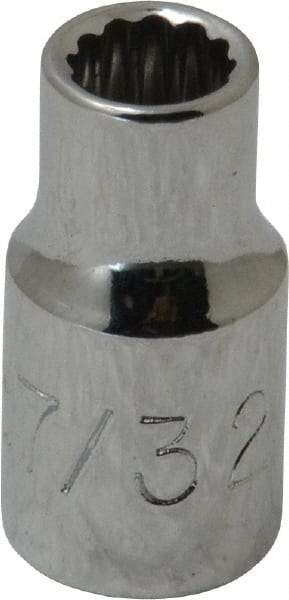 Proto - 7/32", 1/4" Drive, Standard Hand Socket - 12 Points, 7/8" OAL, Chrome Finish - Exact Tool & Supply
