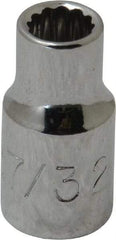 Proto - 7/32", 1/4" Drive, Standard Hand Socket - 12 Points, 7/8" OAL, Chrome Finish - Exact Tool & Supply