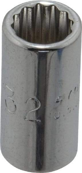 Proto - 9/32", 1/4" Drive, Standard Hand Socket - 12 Points, 7/8" OAL, Chrome Finish - Exact Tool & Supply