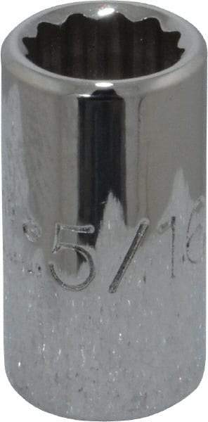 Proto - 5/16", 1/4" Drive, Standard Hand Socket - 12 Points, 7/8" OAL, Chrome Finish - Exact Tool & Supply