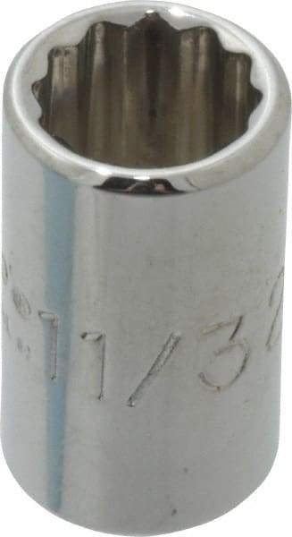Proto - 11/32", 1/4" Drive, Standard Hand Socket - 12 Points, 7/8" OAL, Chrome Finish - Exact Tool & Supply