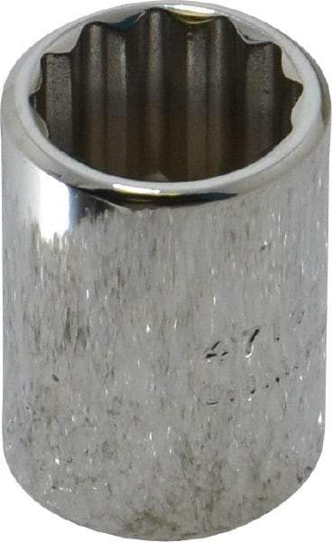 Proto - 7/16", 1/4" Drive, Standard Hand Socket - 12 Points, 7/8" OAL, Chrome Finish - Exact Tool & Supply
