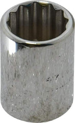 Proto - 7/16", 1/4" Drive, Standard Hand Socket - 12 Points, 7/8" OAL, Chrome Finish - Exact Tool & Supply