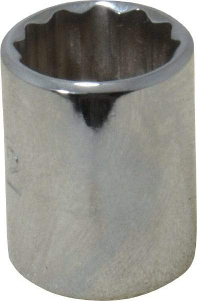 Proto - 1/2", 1/4" Drive, Standard Hand Socket - 12 Points, 7/8" OAL, Chrome Finish - Exact Tool & Supply