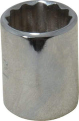 Proto - 1/2", 1/4" Drive, Standard Hand Socket - 12 Points, 7/8" OAL, Chrome Finish - Exact Tool & Supply