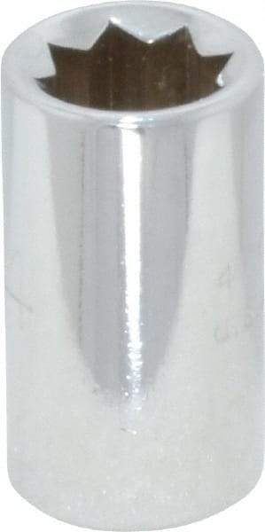 Proto - 1/4", 1/4" Drive, Standard Hand Socket - 8 Points, 7/8" OAL, Chrome Finish - Exact Tool & Supply
